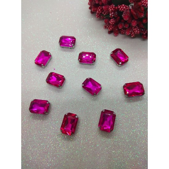 Стразы в цапах "Прямоугольник" цв. малиновый, цена за 1 шт